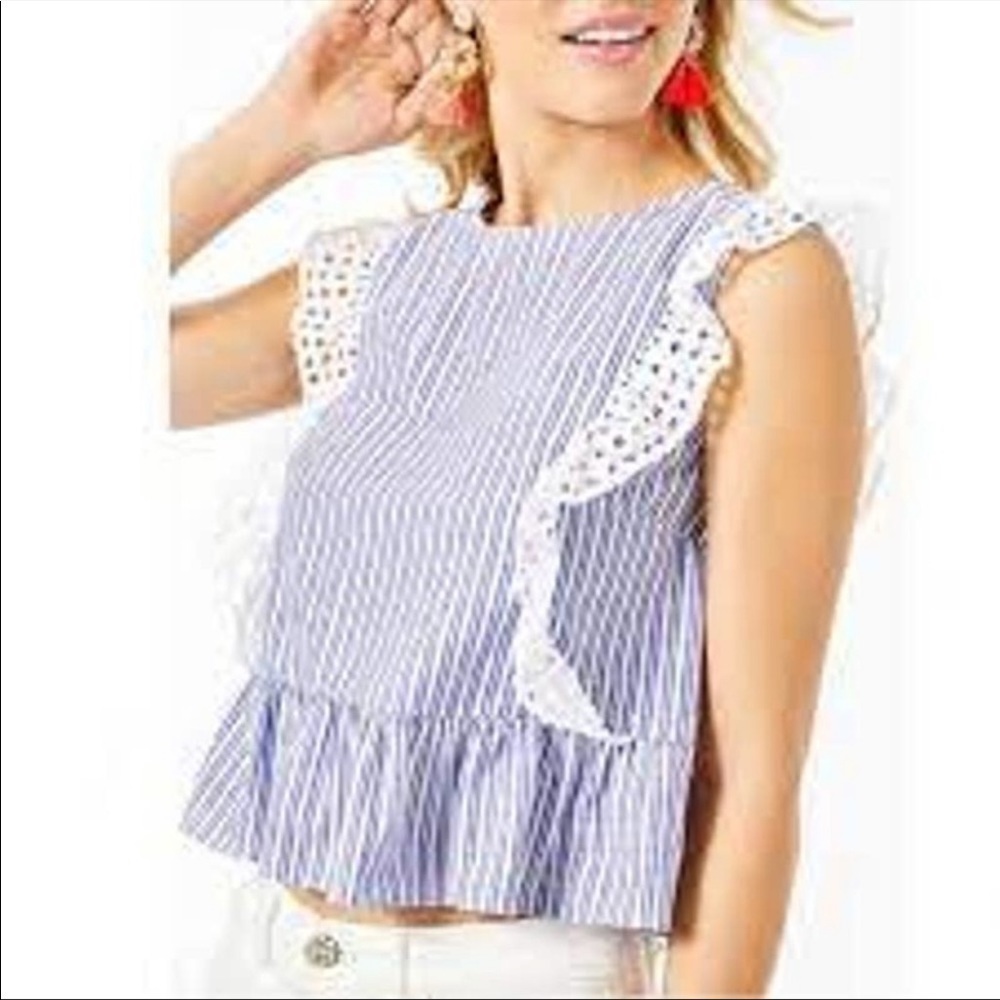 NWT Lilly Pulitzer Ellis Peplum Ruffle Top Large